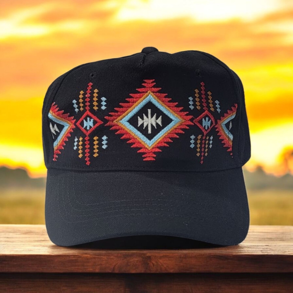 Black Embroidered Men's Cap